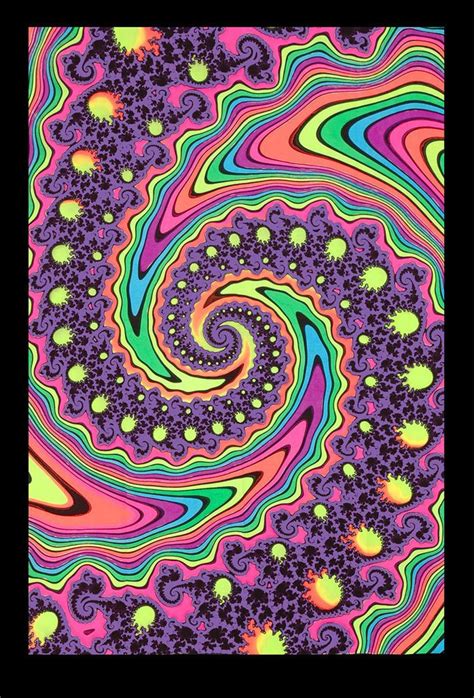 Fractal Swirl Psychedelic Fluorescent Backdrop Print On Fabric