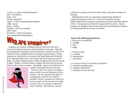 vampires english esl worksheets pdf and doc