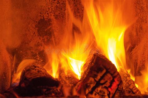 Fire Burns In The Fireplace Stock Photo Image Of Barbecue Firewood