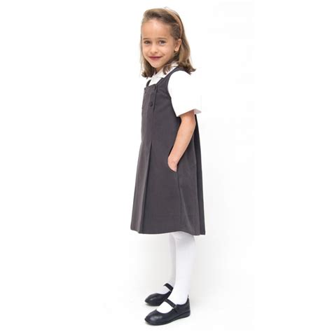 Girls Classic School Pinafore Grey Infant Ecooutfitters