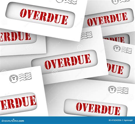 Overdue Bills Pile Envelopes Late Payment Penalty Fees Stock