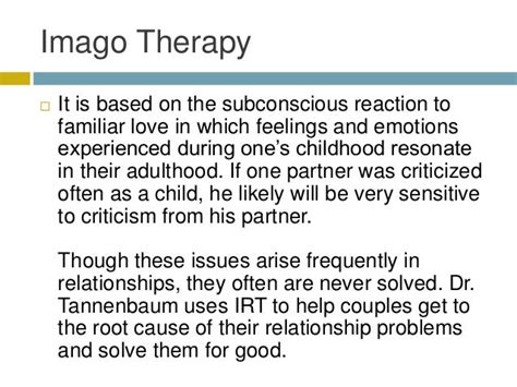 Solving Relationship Problems Through Imago Therapy