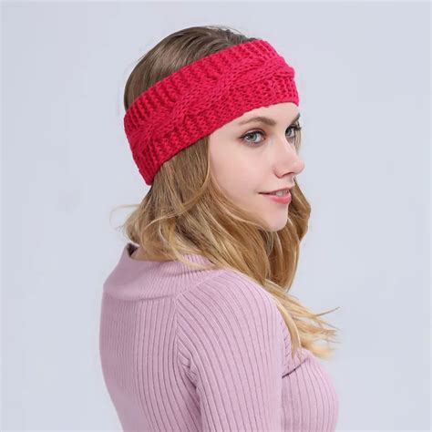 Buy Women Headband Winter Ear Warmer Woman Crochet Knitted Headbands Turban
