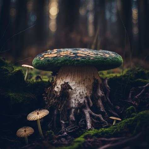 Primer Plano De Un Hongo En El Bosque Ia Generativa Foto Premium