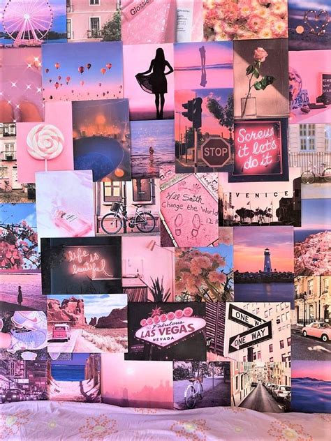 Vintage covers tezza collage kit 50 indie room decor retro posters. Pink Aesthetic Pretty Retro Wall Collage Kit VSCO Vintage ...