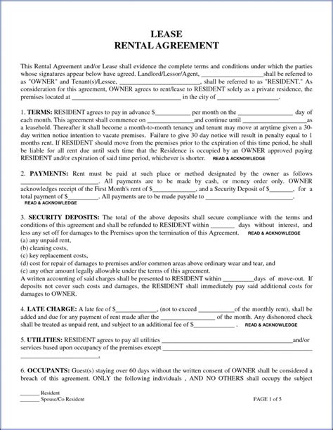 Blank Apartment Lease Template Templates 2 Resume Examples