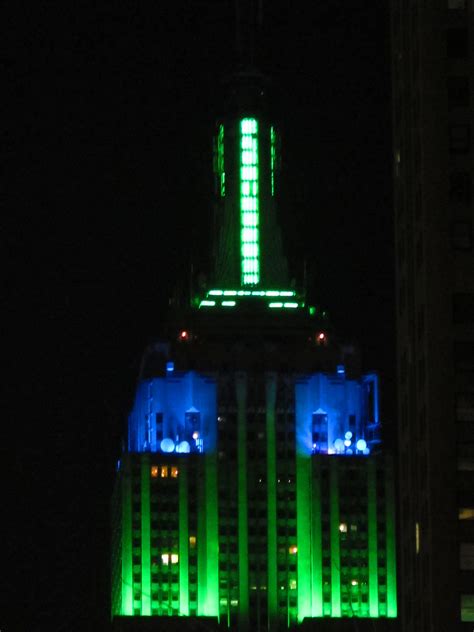 The Empire State Building Lit Up In Blue And Green Last Ni Flickr