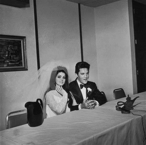 elvis and priscilla presley on their wedding day at the aladdin hotel in las vegas 1967