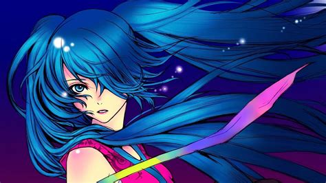 Sfondi Illustrazione Capelli Lunghi Anime Girls Capelli Blu Occhi