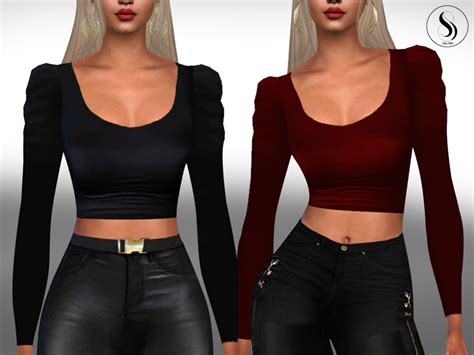 The Sims Resource Female Deep Front Casual Mesh Tops