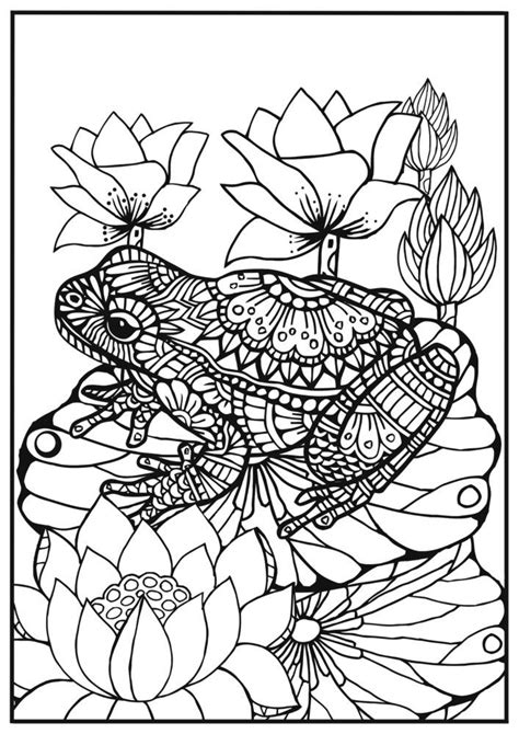 Coloring For Adults Frog On A Lily Leaf Mandala Målarbok Groda
