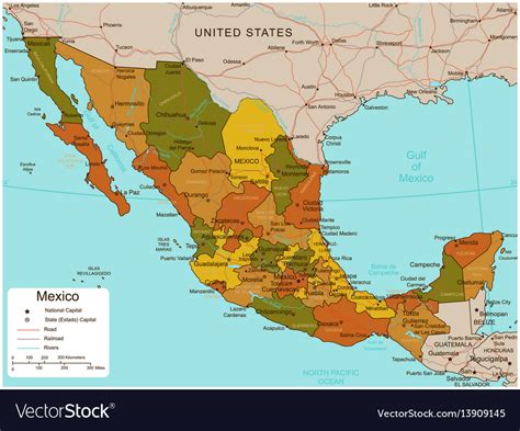 Mexico Map With Selectable Territories Royalty Free Vector