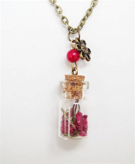 Real Flower Necklace Mini Glass Bottle Pendants Organic Etsy