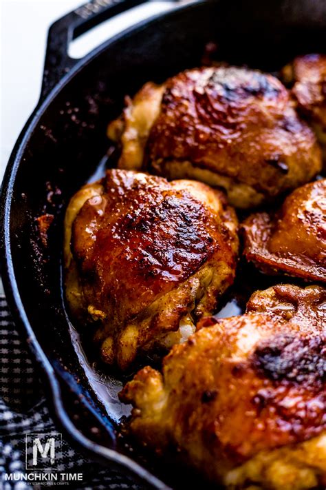 Arrange the cherry tomatoes in the skillet around the chicken. BBQ Baked Chicken Thighs Recipe - Munchkin Time