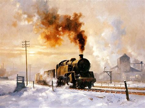 Steam Locomotive Steam Train Painting By Howard Fogg 25
