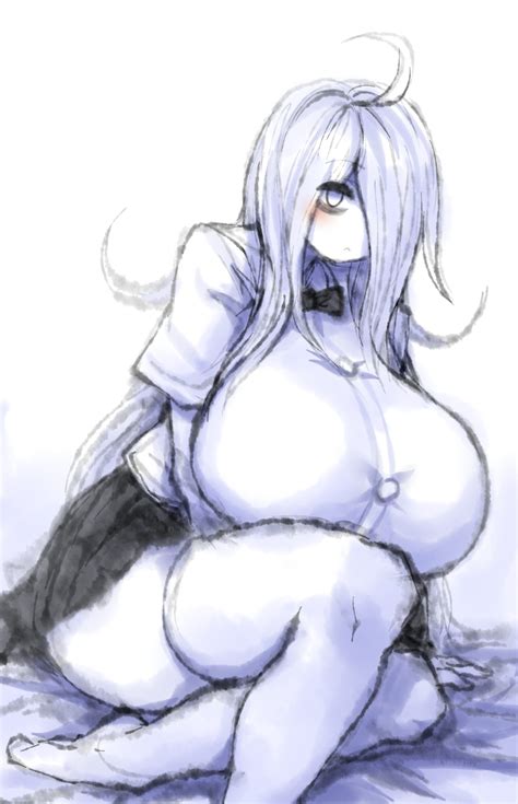 Rule 34 2b213 Ahoge Big Breasts Blush Button Down Shirt Hair Over One Eye Huge Breasts Long