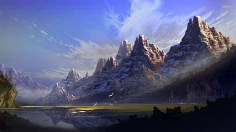 Mountain lake | Fantasy landscape, Mountain wallpaper, Fantasy