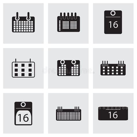 Vector Black Calendar Icons Set Stock Vector Illustration Of