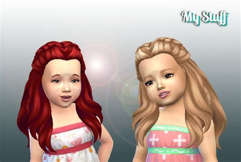 Mystufforigin Creative Braids For Toddlers ~ Sims 4 Hairs