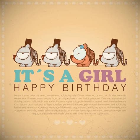 Funny Happy Birthday Greeting Card With Cute Cartoon Deers Stock