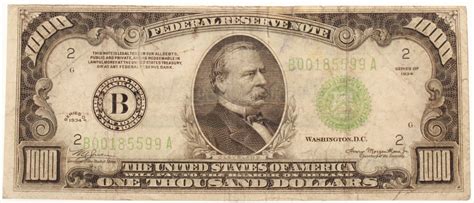 1934 1000 One Thousand Dollars Federal Reserve Note Pristine Auction