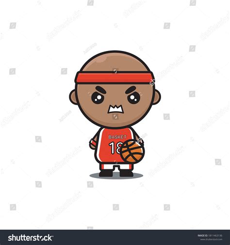 Cartoon Illustration Cute Basketball Player Mascot Stock Vector