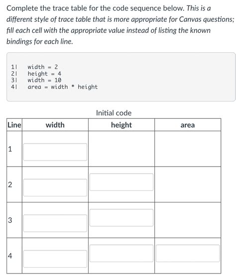 Solved Complete the trace table for the code sequence below. | Chegg.com