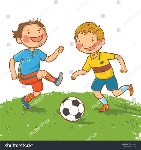 Two Boys Playing Soccer Children Illustration Stock Vector Royalty