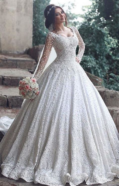 Do you dream about cheap plus size long sleeve wedding dresses? Beautiful Long Sleeve Lace Wedding Dress Ball Gown Floor ...