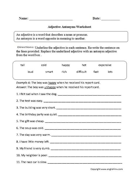 English Worksheets That Cover The Categories Of Parts Of Speech Parts