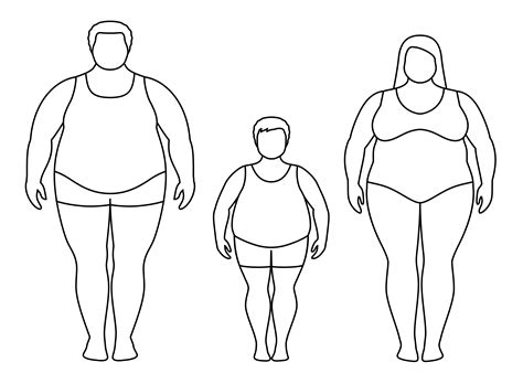 Contornos De Hombre Gordo Mujer Y Niño Ilustración De Vector De