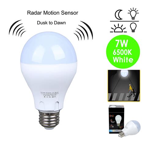 Motion Sensor Light Bulb 7w60w Equivalent Radar Smart Bulb Dusk To