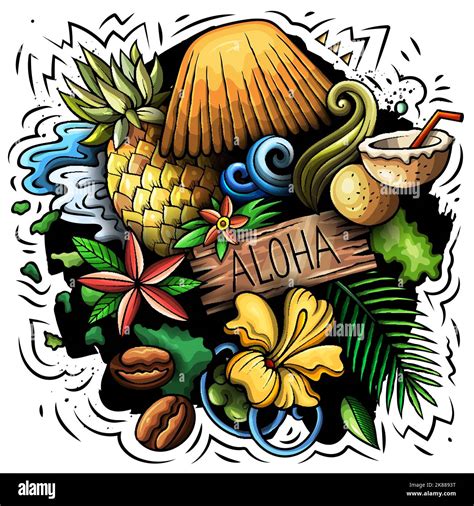 Hawaii Cartoon Vector Doodle Design Stock Vector Image Art Alamy