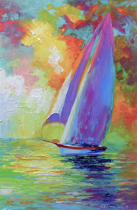 Sailboat In The Sea Painting By Olha Darchuk Fine Art America