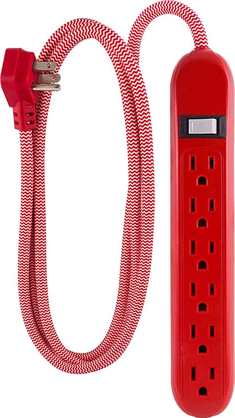 Philips 6 Outlet Power Strip Designer Braided Power Cord 6 Ft Extension Cord Flat