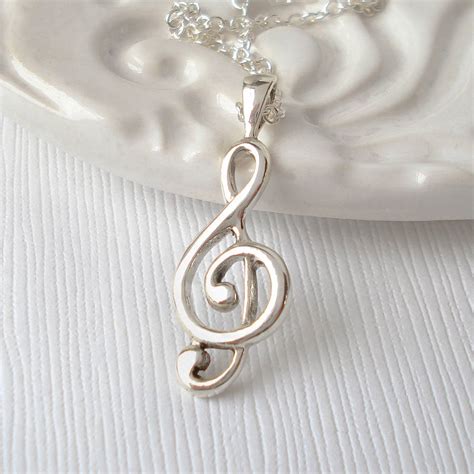 Sterling Silver Treble Clef Necklace By Mia Belle