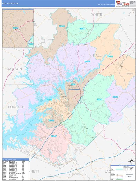Hall County Ga Wall Map Color Cast Style By Marketmaps