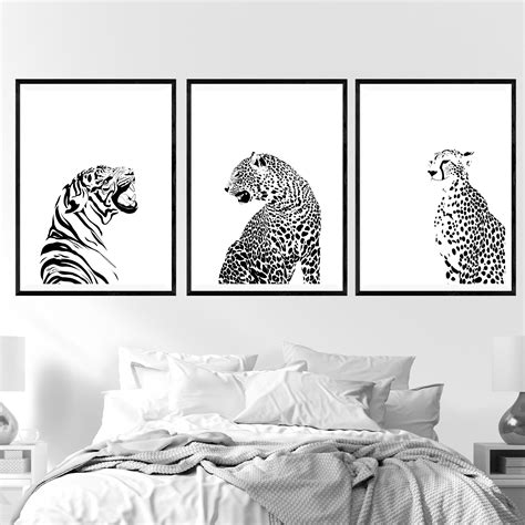 Safari Animal Prints Set Of 6 Tiger Art Print Leopard Etsy