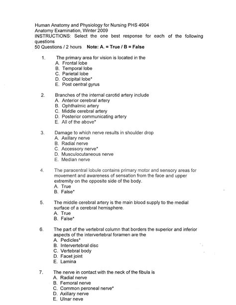 Anatomy Exam 1 Sample Questions Human Anatomy And Physiology For