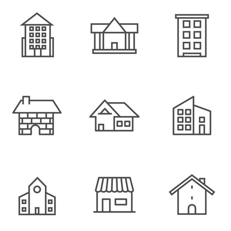 Set Of Home Icon Vector Illustrator House Linear Line Symbol 5498833