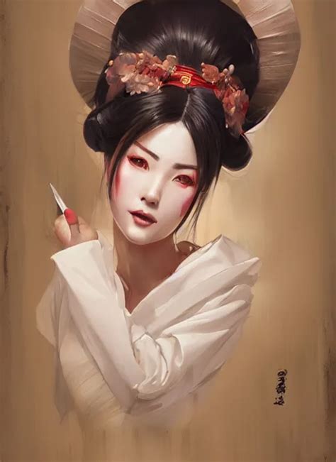 Hyper Realistic Geisha By Greg Rutkowski By Artgerm Stable