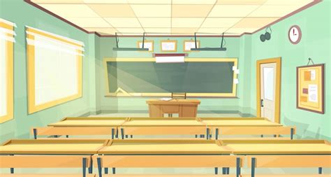 Vector Cartoon Background Empty School Classroom Vector Free Download
