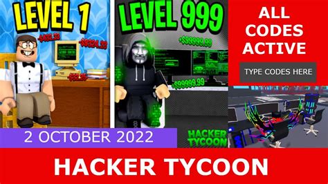 All Codes Active Hacker Tycoon Roblox 2 October 2022 Youtube