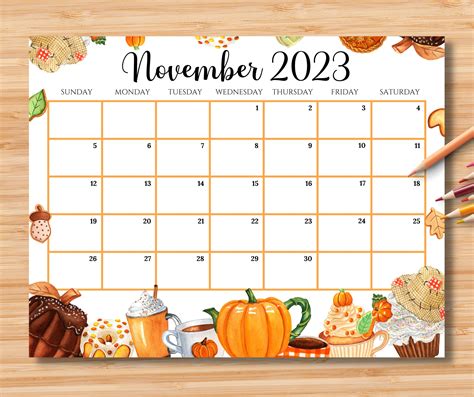 Editable November 2023 Calendar Happy Thanksgiving Planner W Etsy Uk