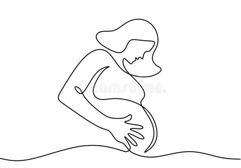 Pregnant Women Continuous Line Drawing Minimalist Design Stock Vector Illustration Of Drawing