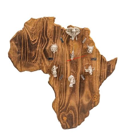 Africa Shaped Wooden Clock African Collectables