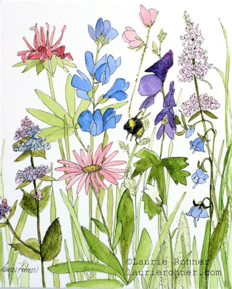 Botanical Watercolor Woodland Garden Wildflowers Original Nature Art