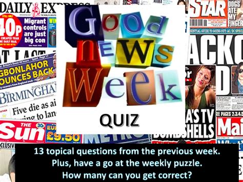 Weekly News Quiz Wc 6120 Topical News Quiz With Puzzle Teaching