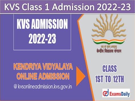 Kvs Class 1 Admission 2022 23 Last Date Reminder For Kendriya