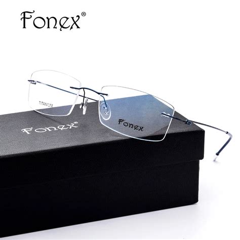 buy fonex no screw ultralight design rimless titanium glasses frame men